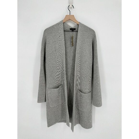 J Crew Open Front Longline Cardigan Sweater Heather Gray Women's M NEW - Picture 1 of 7